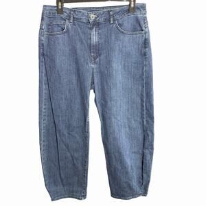Lisa Bayne Barrel Leg Jeans Women's High Rise Cropped Sz 12 Blue Stretch City